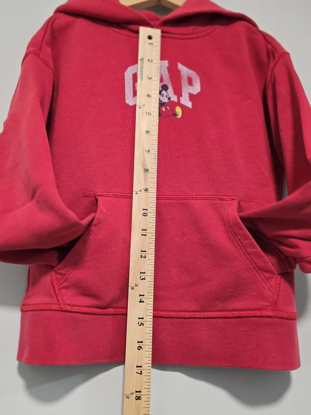 GAP Kids Red Mickey Hoodie - Pullover. Disney Red Heavy Cotton. Minor Flaws.